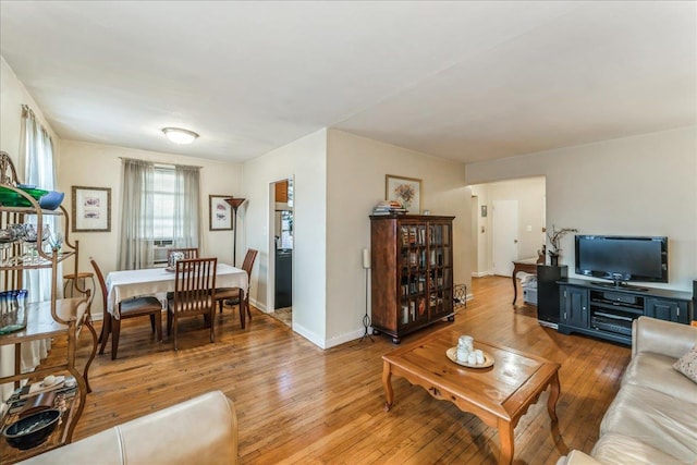 living room with light wood-type flooring