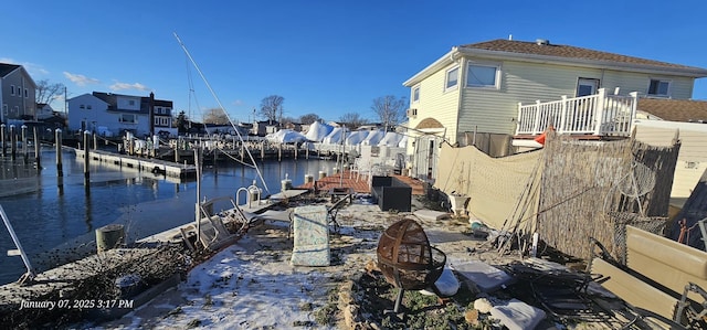 dock area featuring a water view