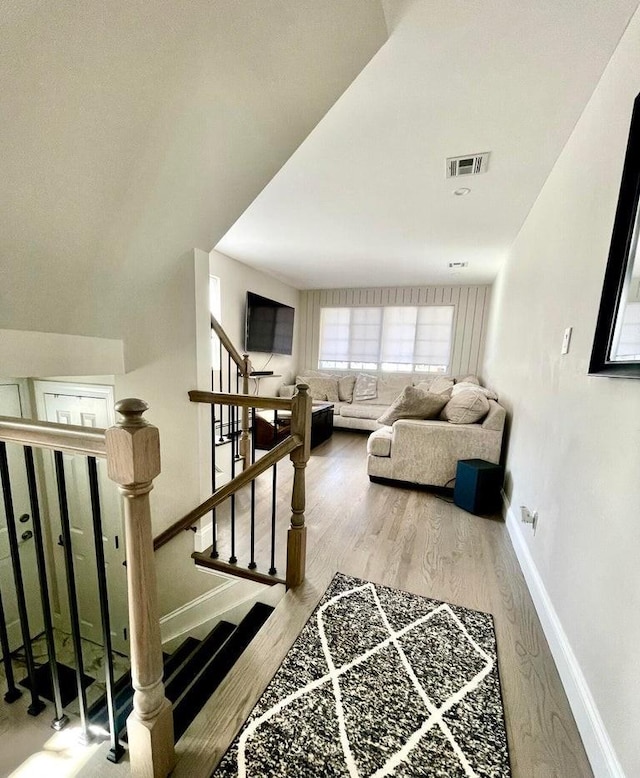 living room with wood-type flooring