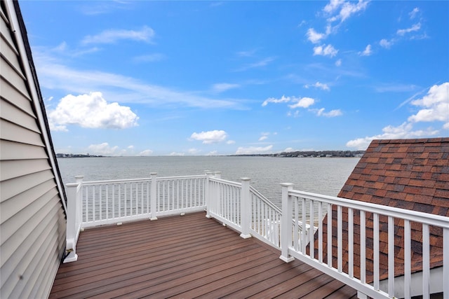 deck with a water view