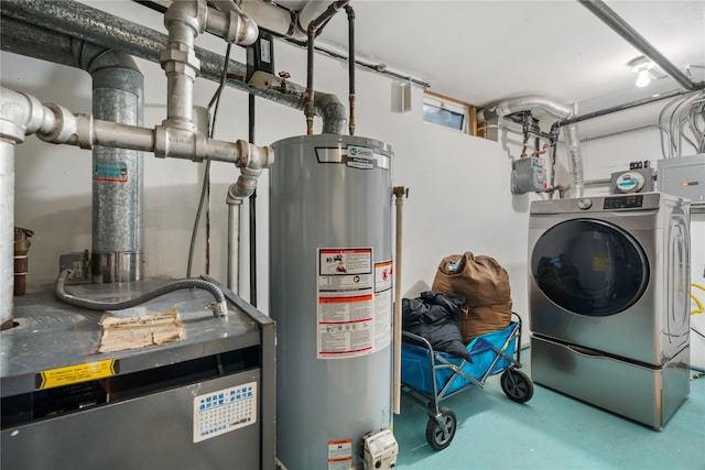 utility room with washer / clothes dryer and gas water heater