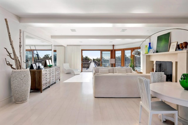 living room featuring light wood-type flooring