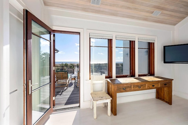 bedroom featuring wood ceiling