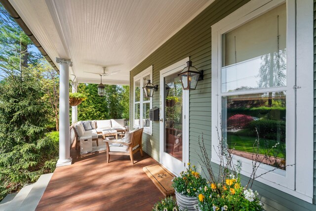 wooden terrace featuring a porch