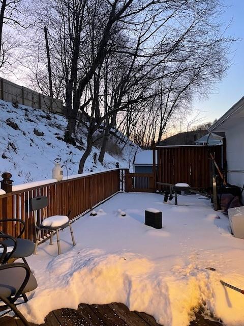 view of yard covered in snow