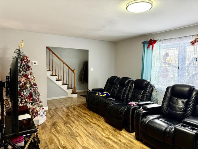 living room featuring light wood-type flooring