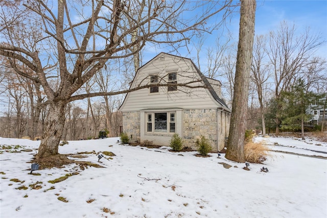 view of snow covered exterior