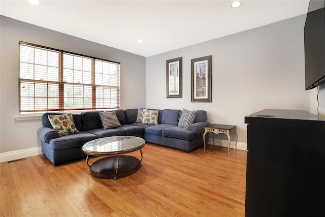 living room featuring light hardwood / wood-style floors