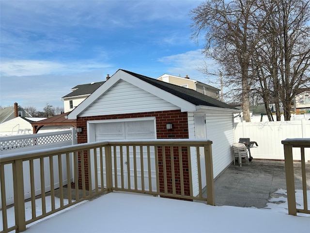 exterior space with a garage