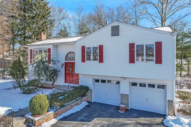 bi-level home with a garage