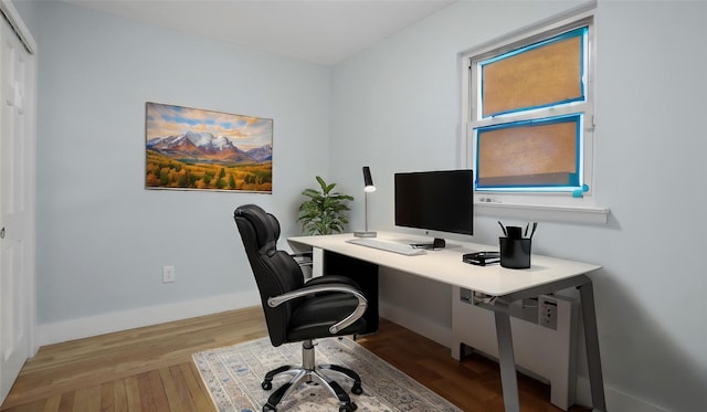 office space featuring light hardwood / wood-style flooring