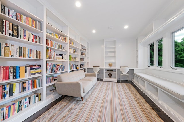 652 Long Hill Rd W, Briarcliff Manor, NY 10510 - living area featuring recessed lighting, built in features, and bookshelves