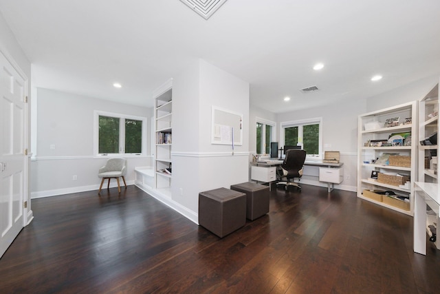 652 Long Hill Rd W, Briarcliff Manor, NY 10510 - office with wood finished floors, recessed lighting, built in features, baseboards, and built in desk