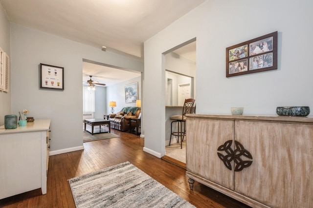 hall featuring dark hardwood / wood-style floors