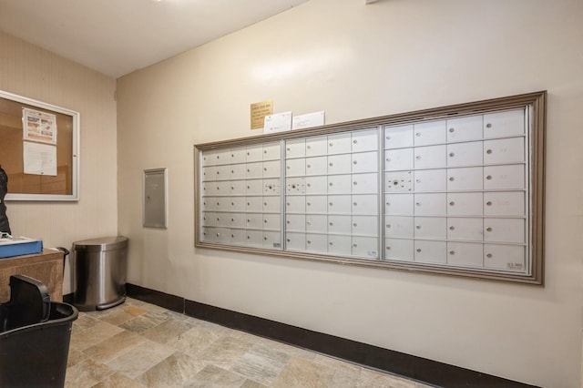 view of community featuring electric panel and mail boxes