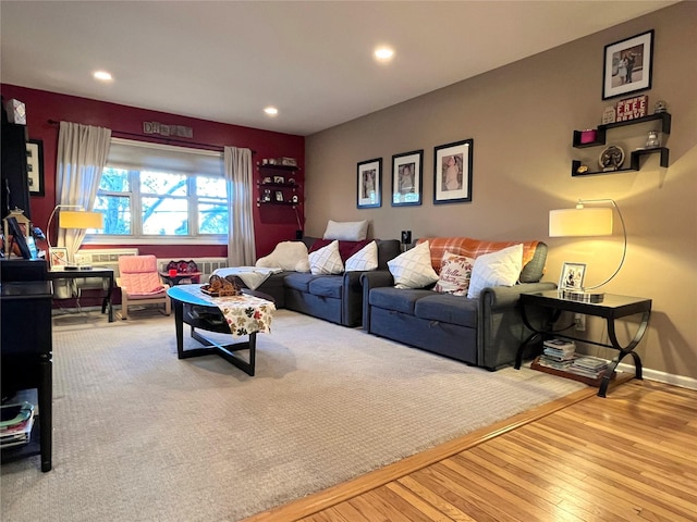 living room with light wood-type flooring