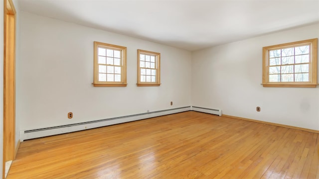 47A Old Squires Rd, Hampton Bays, NY 11946 - empty room with light wood-type flooring and a baseboard heating unit