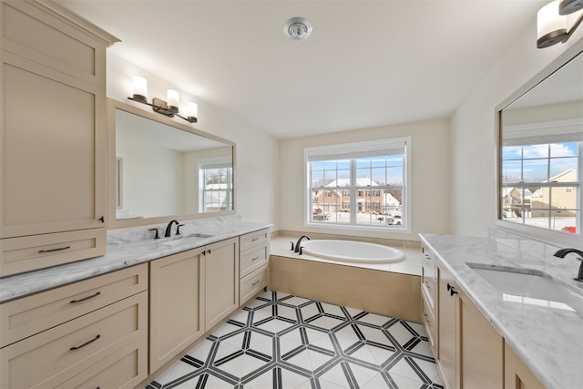 bathroom with a bathtub and vanity