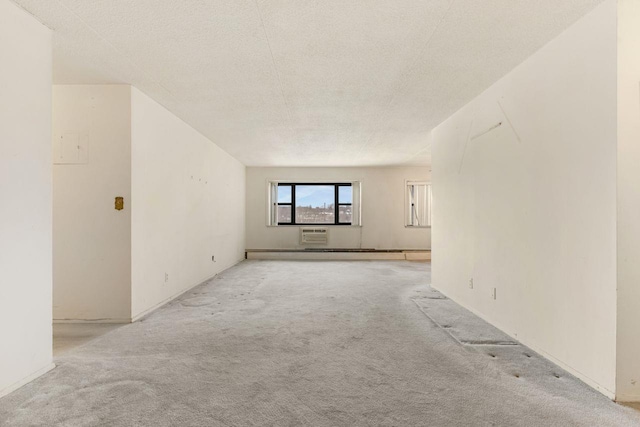 interior space with light carpet and a textured ceiling