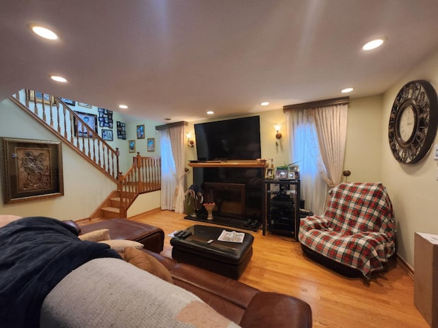 living room featuring light hardwood / wood-style floors