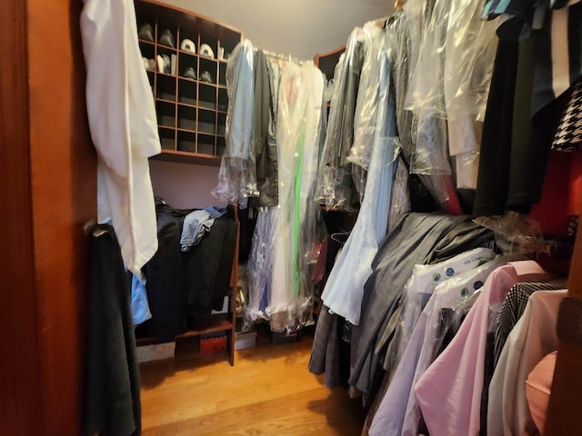 spacious closet featuring light hardwood / wood-style floors