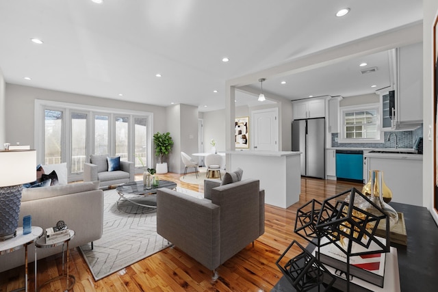 living room featuring light hardwood / wood-style flooring