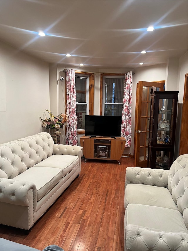 living room with hardwood / wood-style floors