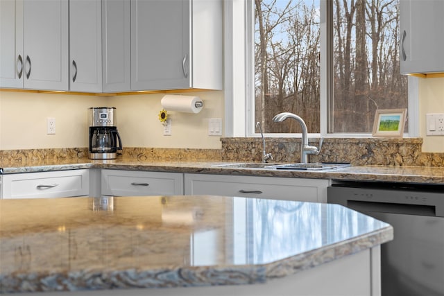 kitchen featuring sink, white cabinets, and dishwasher