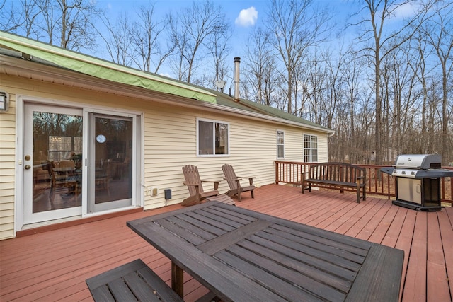 wooden deck with area for grilling