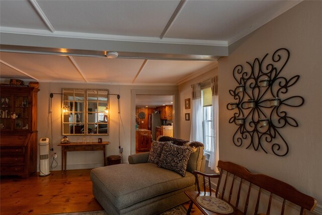 sitting room with hardwood / wood-style floors