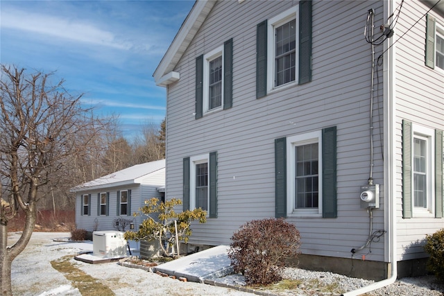 view of snow covered exterior