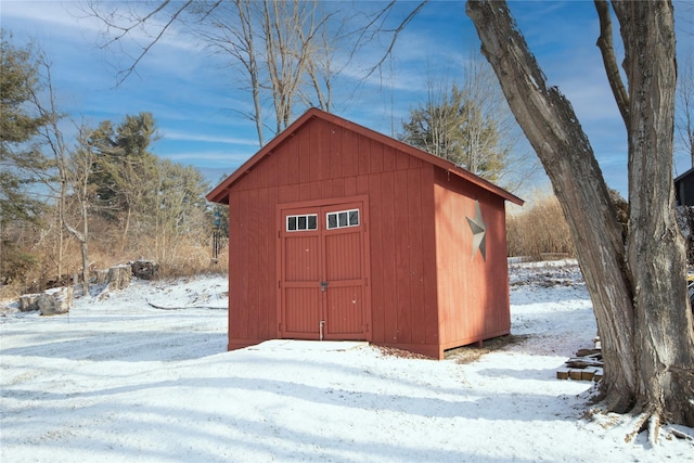 view of snow covered structure