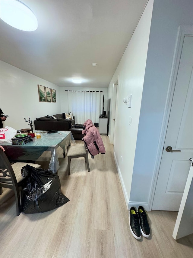 interior space with light hardwood / wood-style floors