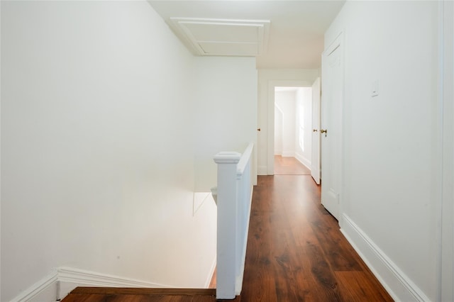 corridor with dark wood-type flooring