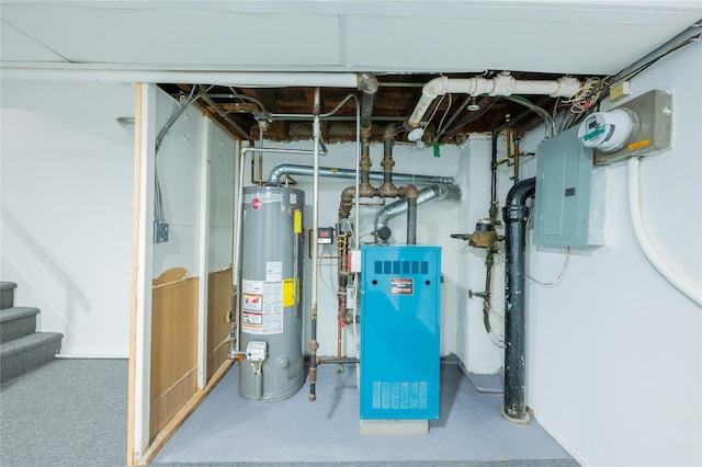 utilities with electric panel and water heater