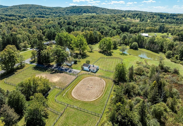 bird's eye view with a rural view and a water view