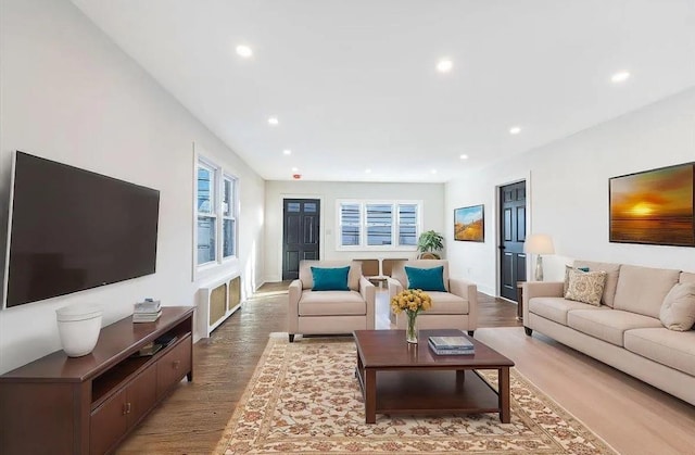 living room with light wood-type flooring