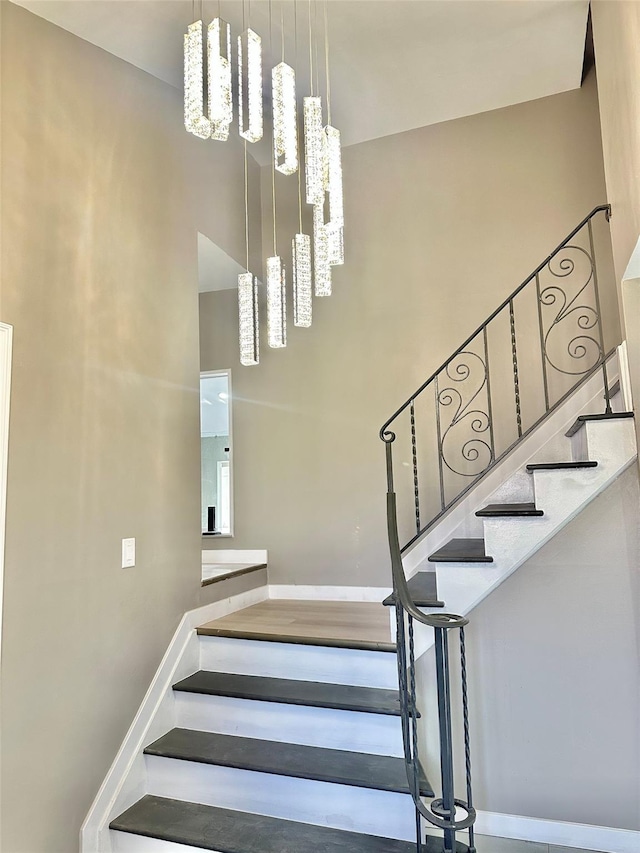 stairs with a high ceiling