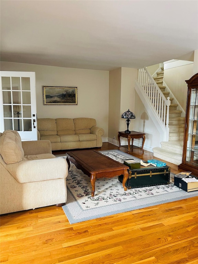 living room with wood-type flooring