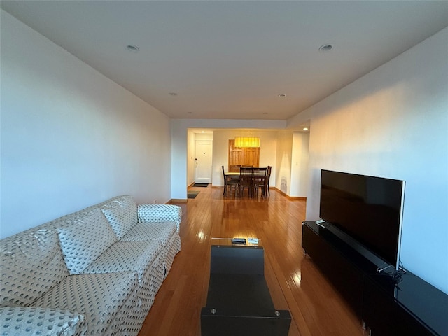 living room with hardwood / wood-style flooring