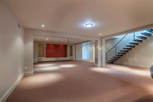 basement with carpet floors