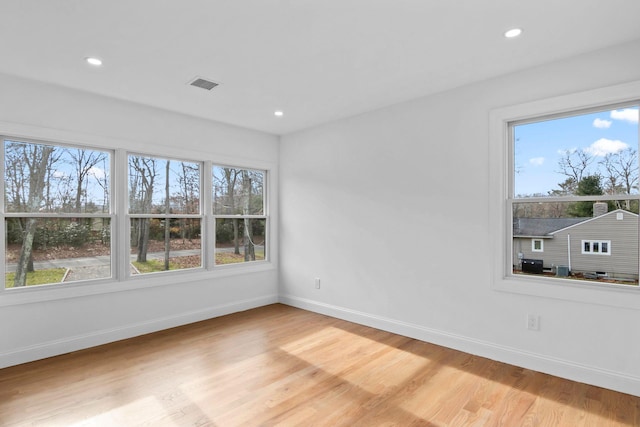 spare room featuring light wood-type flooring and a healthy amount of sunlight