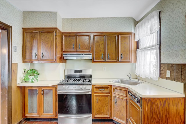 kitchen with sink and gas stove