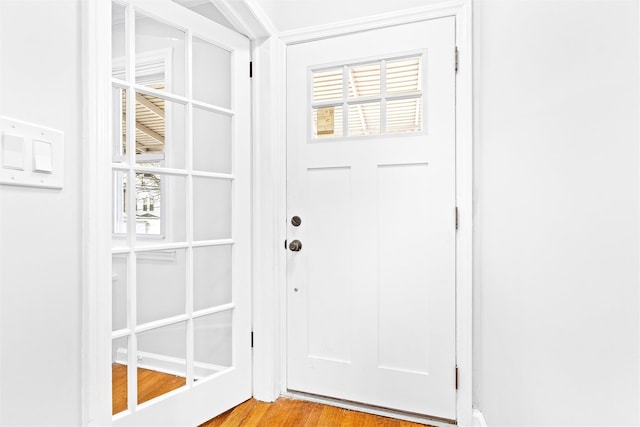 entryway with light hardwood / wood-style flooring