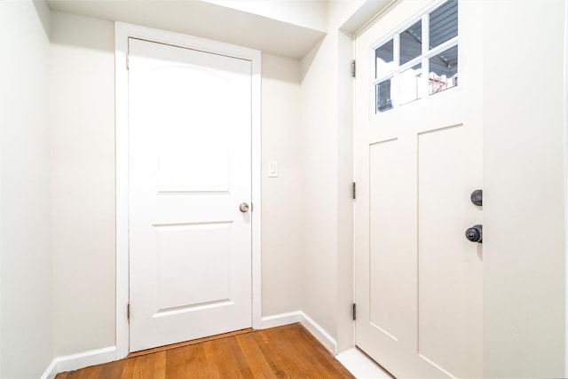 doorway to outside featuring hardwood / wood-style floors