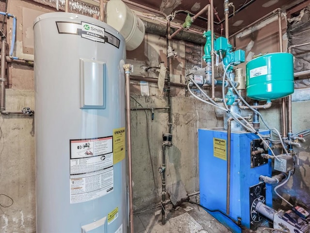 utility room with electric water heater