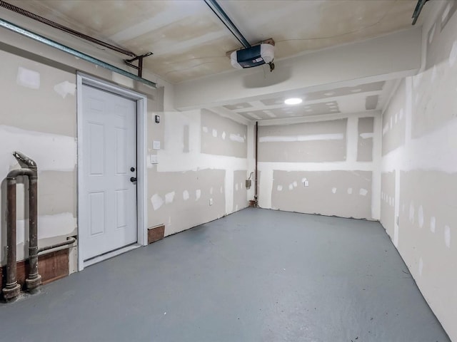 garage with a garage door opener