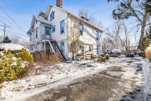 view of snow covered exterior