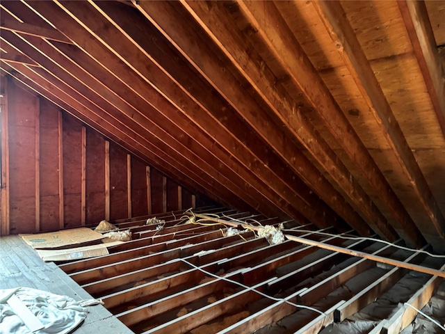 view of unfinished attic