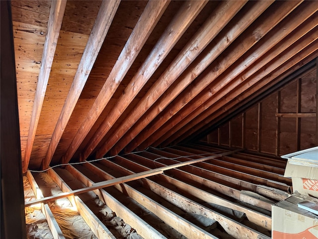 view of unfinished attic